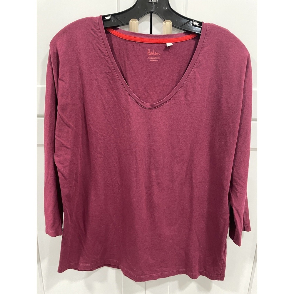 Boden SZ L Knit 3/4 Sleeve Relaxed Fit V-Neck SI27